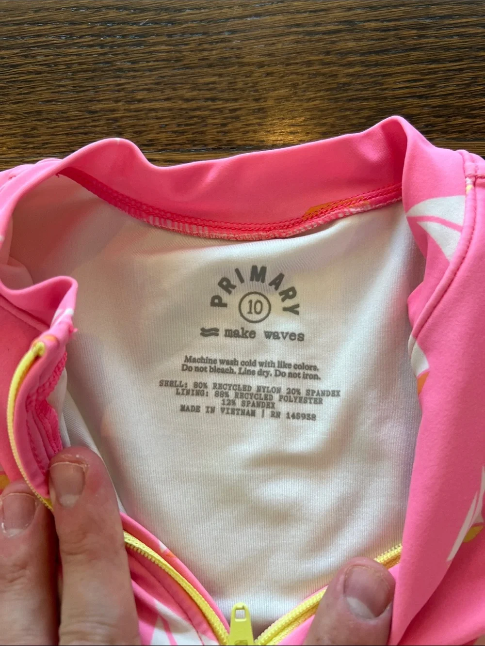 Primary Pink Long Sleeve Sailboat Rashguard bathing suit.